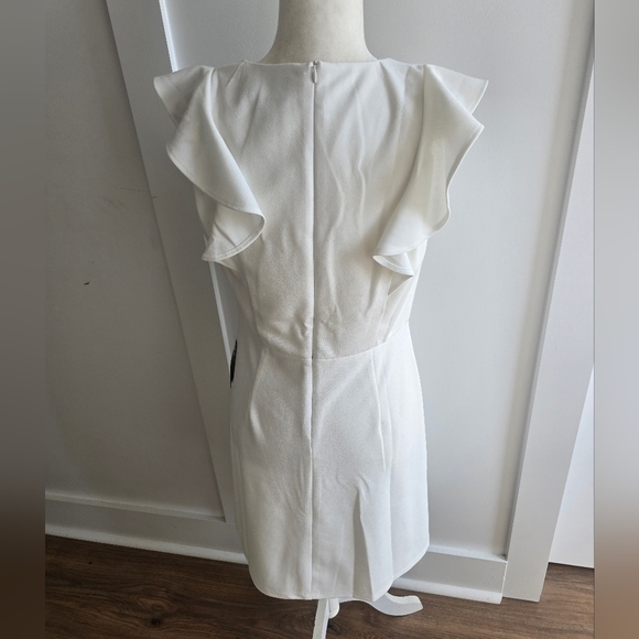 Donna Morgan White Ruffle Mini Dress, Size 8 NWT - Picture 6 of 10